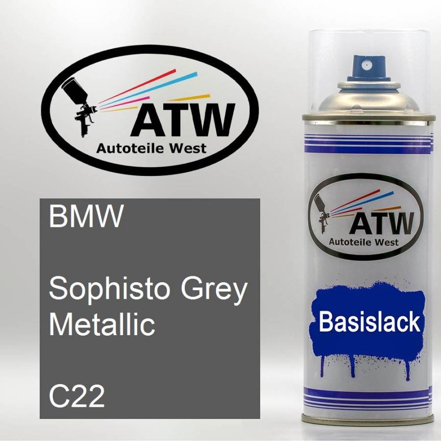 BMW, Sophisto Grey Metallic, C22: 400ml Sprühdose, von ATW Autoteile West.